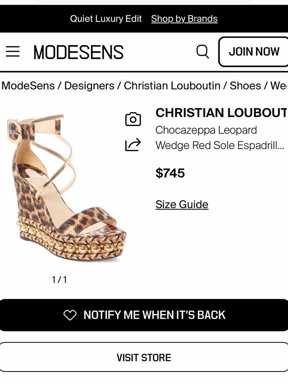 Christian Louboutin Leopard Print Wedge Sandals with Gold Studs